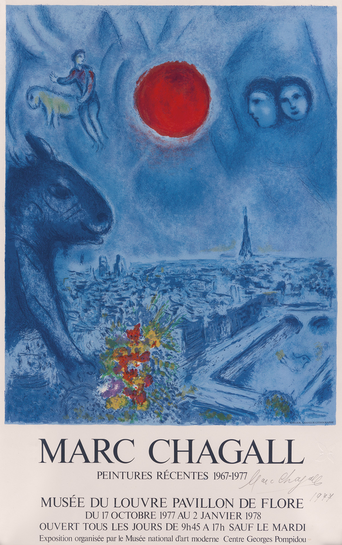 DAPRÈS MARC CHAGALL (1887-1985). MARC CHAGALL / PEINTURES RÉCENTES. 1978. 29x18 inches, 75x47 cm. Ch. Sorlier, Paris.